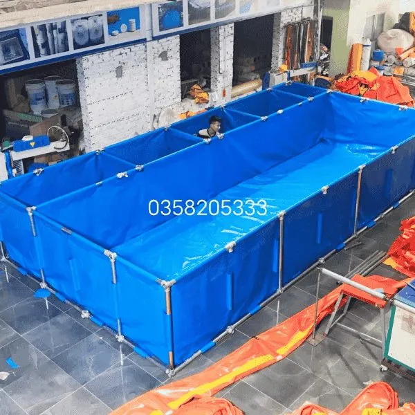 Bể Bạt Nuôi Cá Chữ Nhật Chia 5 Ngăn Lọc KT 7x3.5x1m.