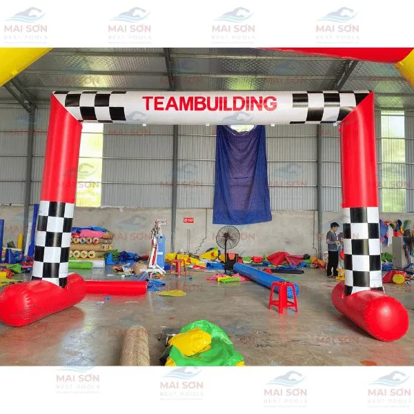 Cổng Hơi Sự Kiện Vuông Tự Đứng Kẻ Caro Teambuilding Kích Thước 3.5x5m