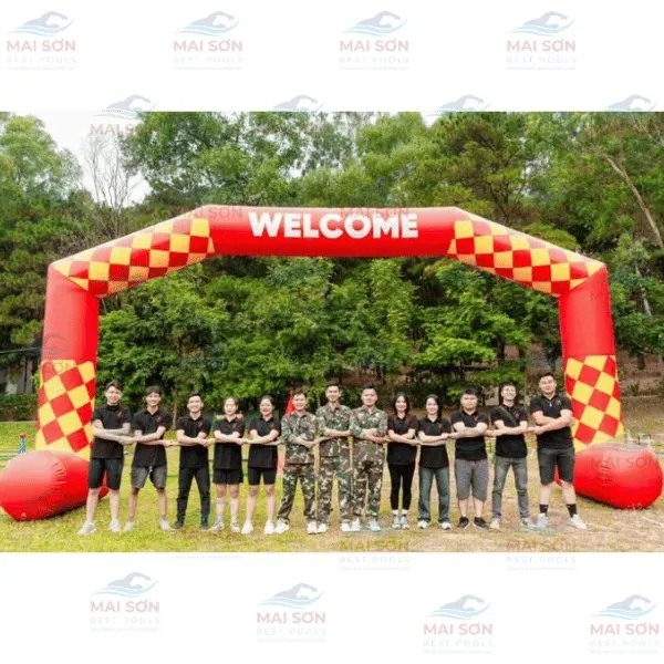 Cổng Vuông Bơm Hơi Tự Đứng Kẻ Caro