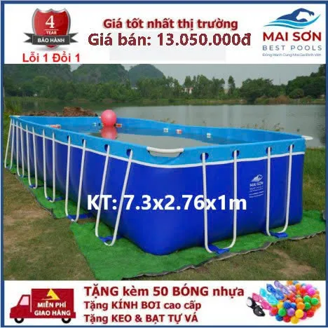 Bể bơi di động kích thước 7.3x2.76x1m