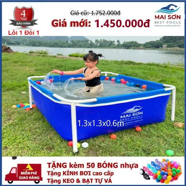 BỂ BƠi Mini Gia Đình Kích Thước 1.3x1.3x0.6m
